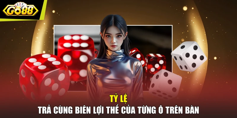 Tỷ lệ trả cùng biên lợi thế của từng ô trên bàn